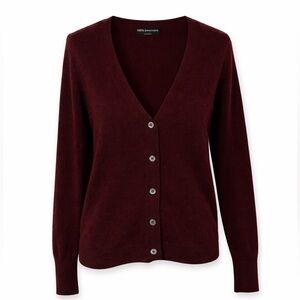 White + Warren Burgundy Cashmere Cardigan Sweater XS